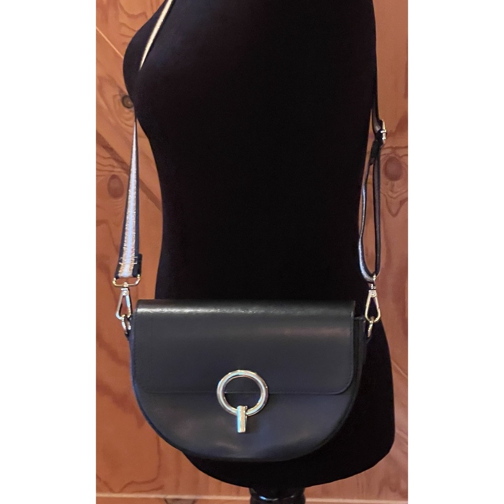 Borse In Pelle Italy Black Genuine Leather Crossbody Bag Gold Hardware
